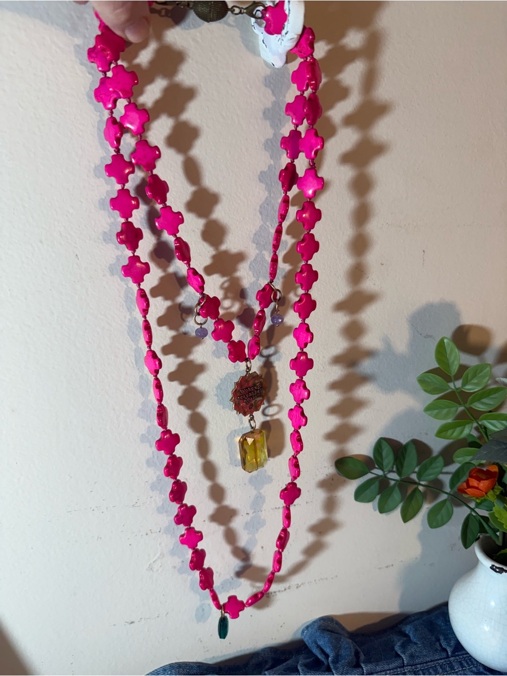 KATIA Designs- Bright Pink Howlite Layering Necklace: Woke Up Sexy As Hell Again